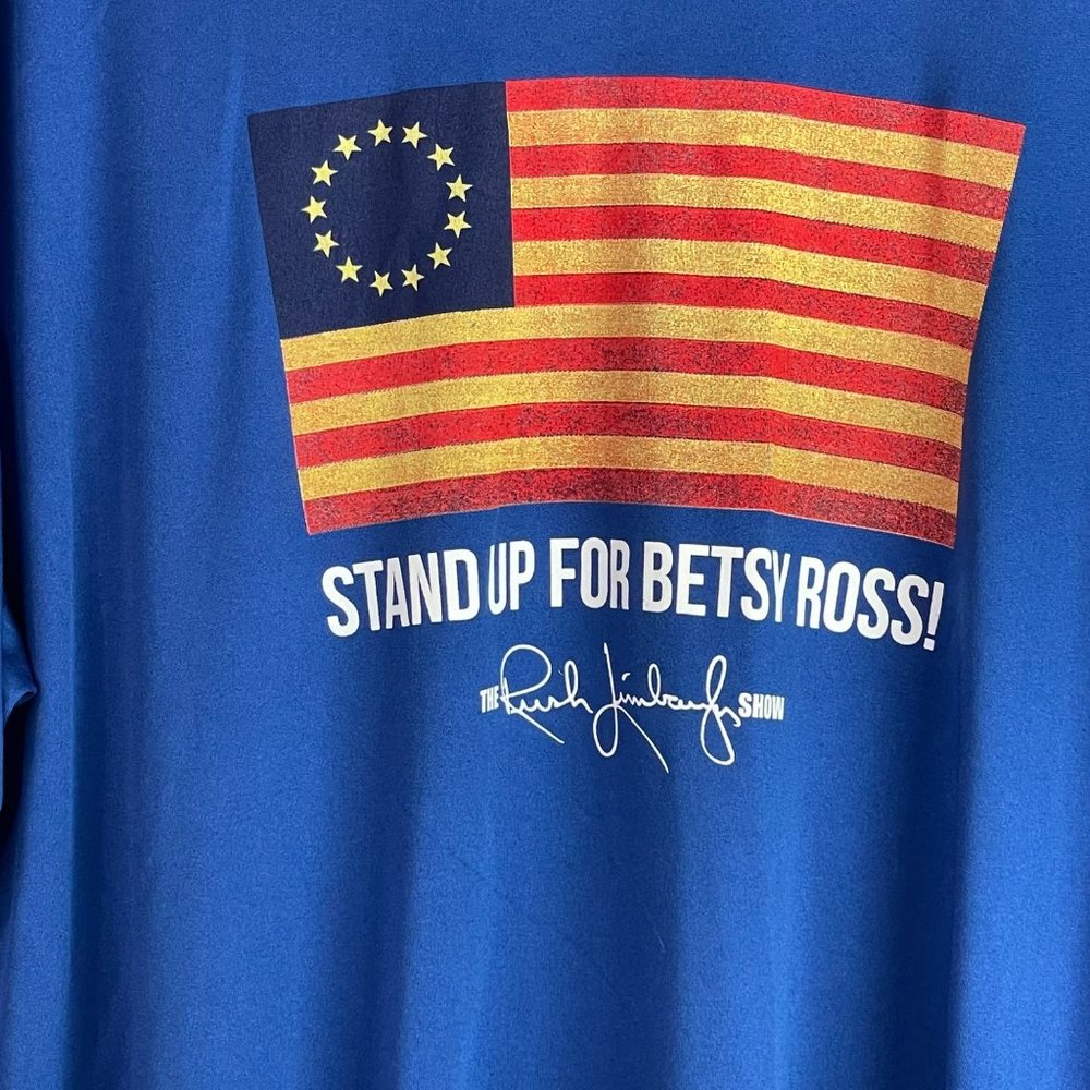 The Rush Limbaugh Show Stand Up For Betsy Ross Blue American Flag T Shirt XXL 2X - Picture 3 of 6